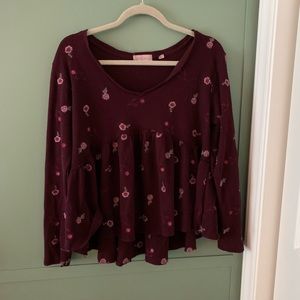 Altar’d Stats Medium floral Waffle Knit Long Sleeve Blouse